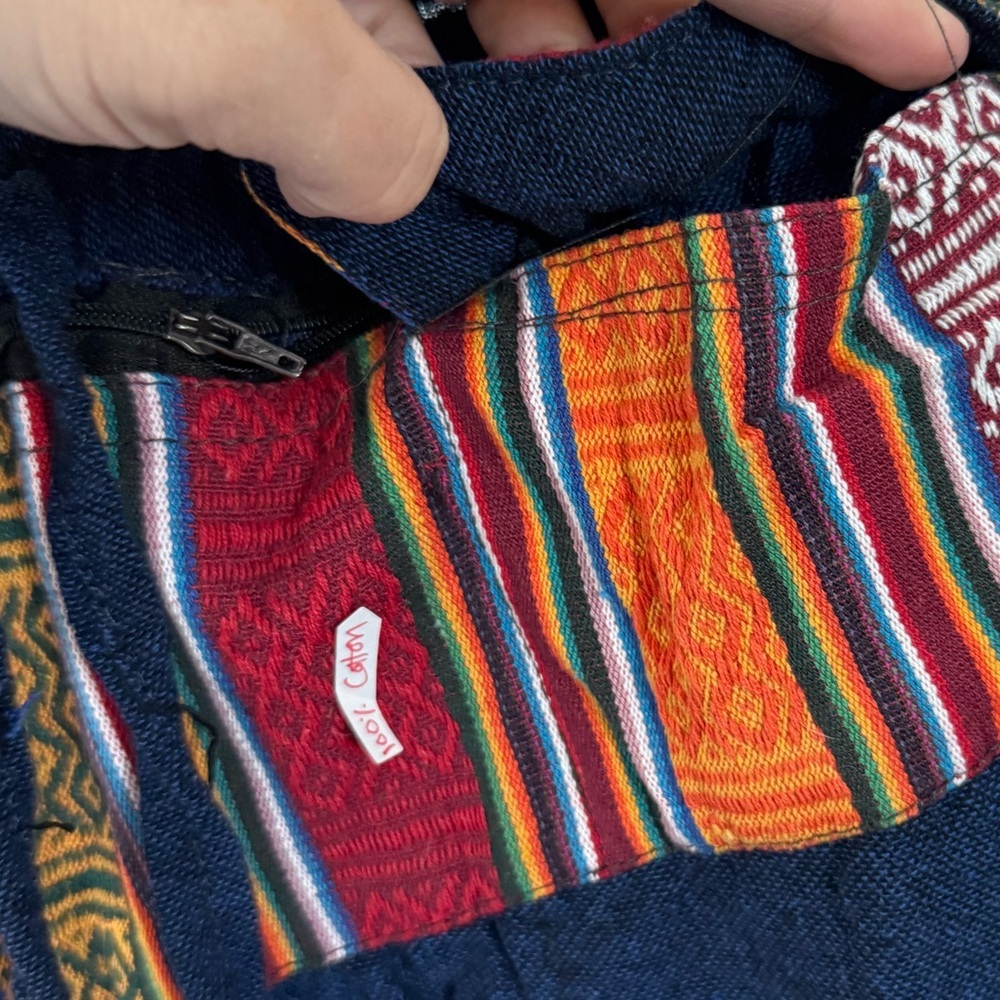 Tibetan Himalayan or Boho Patterned Harem Cargo Pants 100% cotton with Pockets - Picture 3 of 7